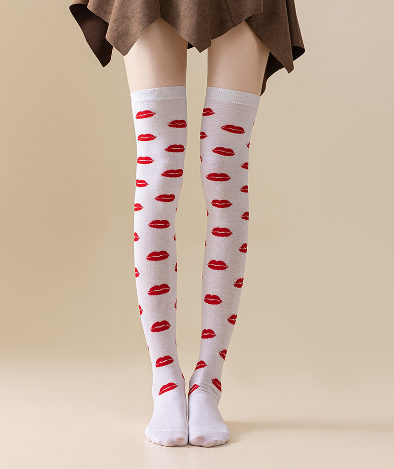 American Style Valentines Day Party Holiday Love Lips Over The Knee Socks